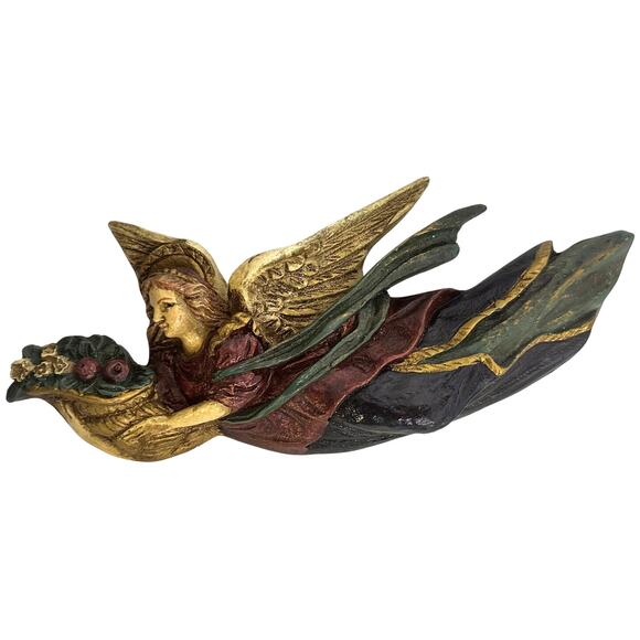 Vintage Holiday Paper Mache Hand Painted Angels in 3-D Wall Plaques - Picture 3 of 5